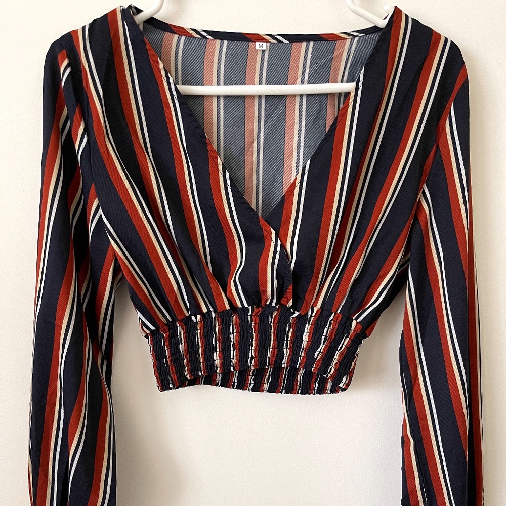 Crop Long Sleeve V-Neck Top
